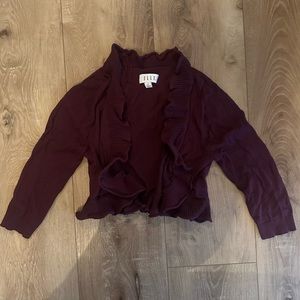 Elle Purple Ruffle Ling Sleeve Crop Bolero Sweater Size Medium NWOT